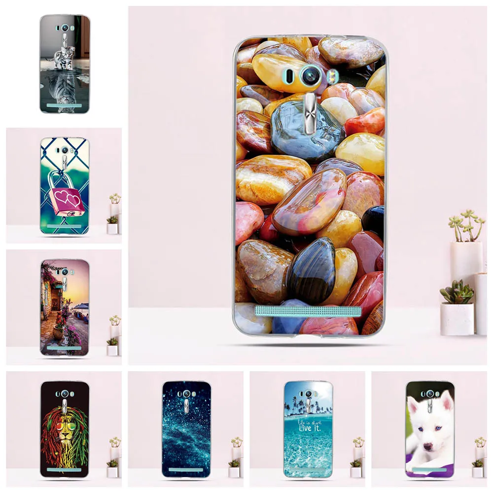 

Back Cover For Asus ZenFone 2 Laser ZE550KL Case Silicone TPU Phone Cases Ultra Thin Cute Cat 3D Pattern Shell Animal Fundas