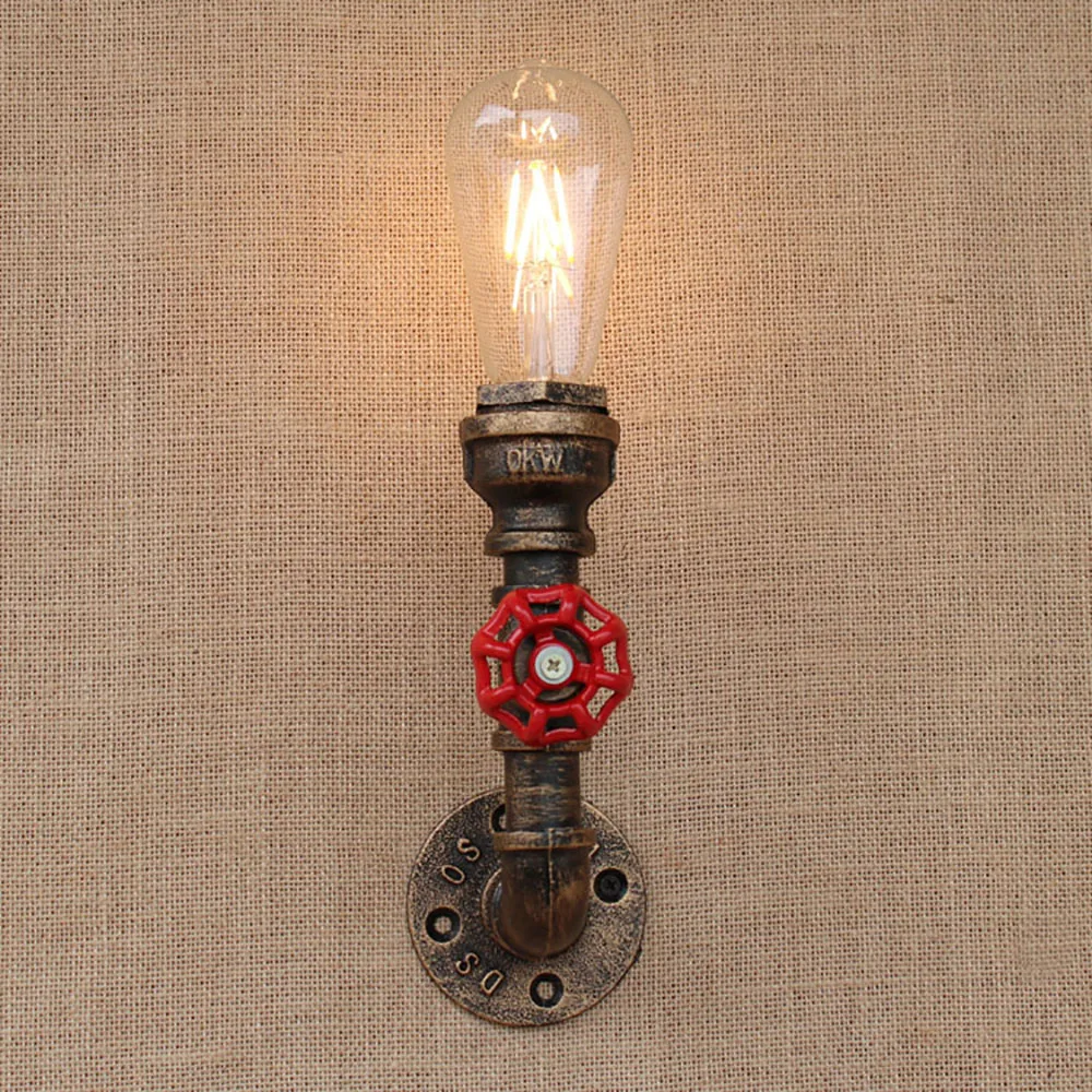 

Retro metal vintage Water pipe wall lamps restaurant with led/edison e27 110v-220v lights for loft bar bedside bedroom