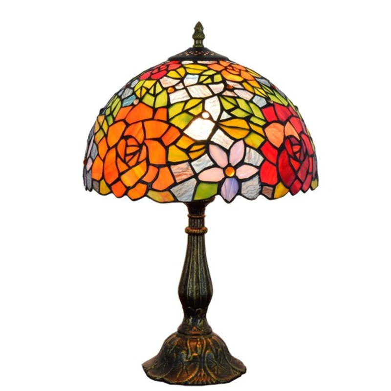 Colorful Flower Table Lamp Stained Glass European Baroque Vintage for  Living Room bedroom E27 110 240V|LED Table Lamps| - AliExpress
