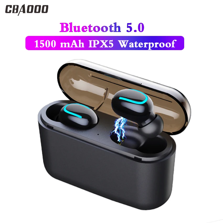

CBAOOO TWS-Q32 Bluetooth 5.0 Earphone Stereo IPX5 Waterproof Earphones Mini Wireless Sport Headset Earbuds with mic for phone