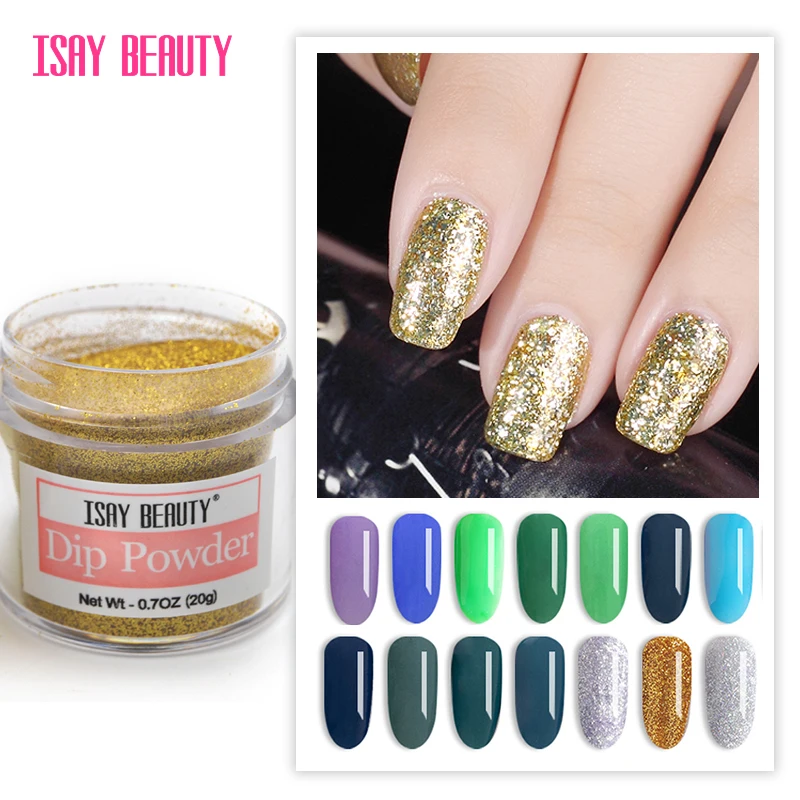 

ISAYBEAUTY 20gram New arrival Dip Powder no UV LED light long lasting simply apply easy soak off DIY nail art (S001--S020)