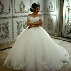 N615 Пышное Бальное Платье Свадебное Платье 2018 милое платье для невесты кружевной рукав-крылышко Аппликация белое платье для элегантных