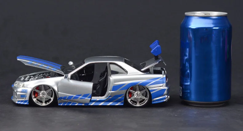 1:24 Scale Fast& Furious Alloy 2002 Nissan Skyline GTR R34 Toy Cars Diecast Model Kids Toys Collection Gifts For Kids