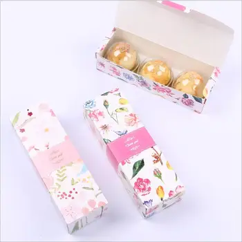 

20PCS Floral Printed Long Macaron Gift Box Moon Cake Box Carton Present Packaging for Cookie Wedding Favors Candy Box