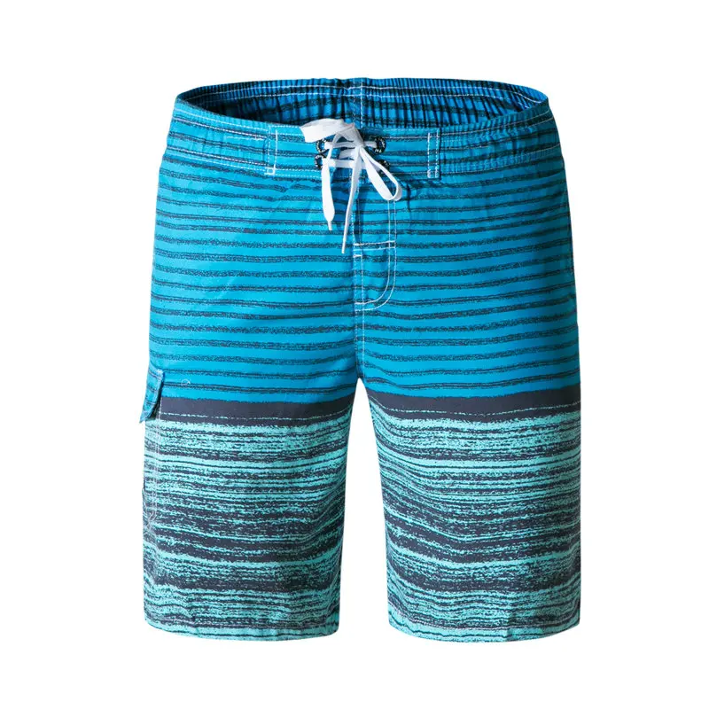Летние Стильные повседневные мужские шорты для пляжа полосатая печатная плата шорты мужские быстросохнущие полиэфирные пляжные шорты плюс размер купальники - Цвет: Color as shown