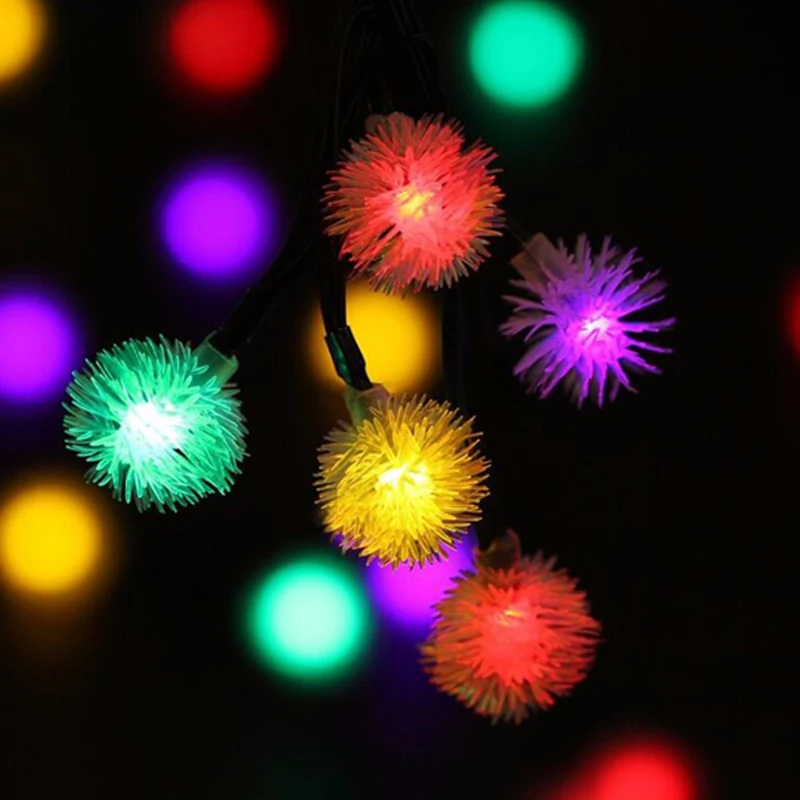 

6.5M/30LED Solar Lamp Outdoor Fairy String Lights Solar Hair Ball String Solar Power Lamp Christmas Wedding Decoration