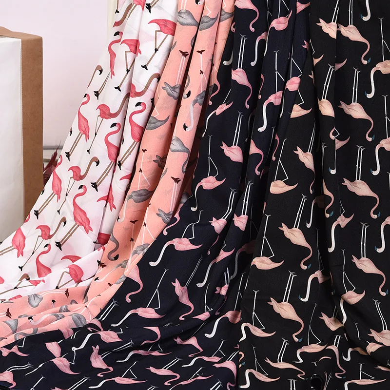 Шифоновое платье с принтом фламинго, дышащий Шарф, блузка, сделай сам, ткань 1 ярд