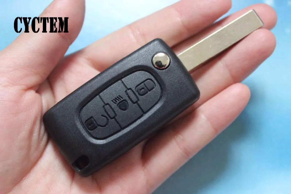 

CYCTEM 3 Buttons Flip Folding Remote Key Shell Car Key Blank Case Cover Fit For Peugeot 307 407