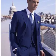 Портной сделанный на одной пуговице(куртка+ брюки+ жилет+ галстук) последний дизайн формальная Мода Terno Masculino Высокое качество Мужские костюмы с отворотом