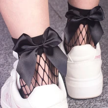 Сладкий галстук-бабочка леди женщин корейский стиль летние полые короткие носки в сетку FS0378