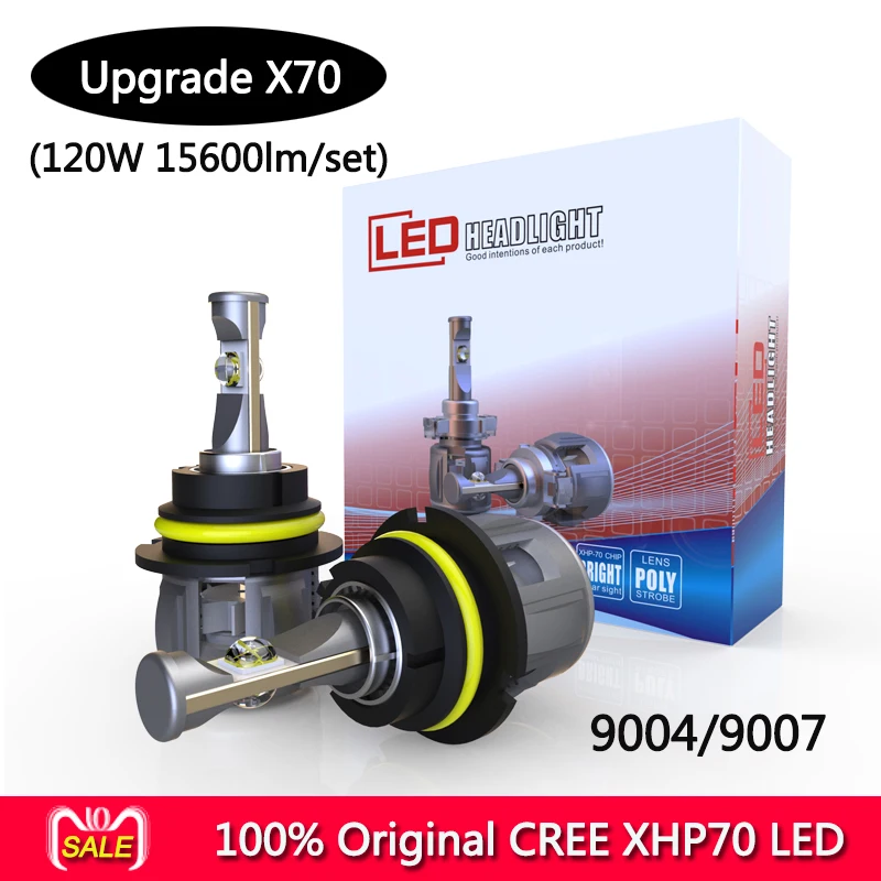 100% original CR-EE X70 XHP70 LED auto headlight bulbs H4 H7 H8 H9 H11 9005 9006 9012 5202 120W 156 - 33014021834