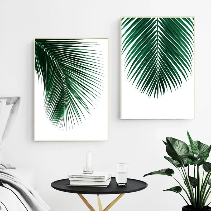 digital palm leaf green leaves art decor Printable palm leaf watercolor painting instant downloaf palm leaf tropical leaf room decor