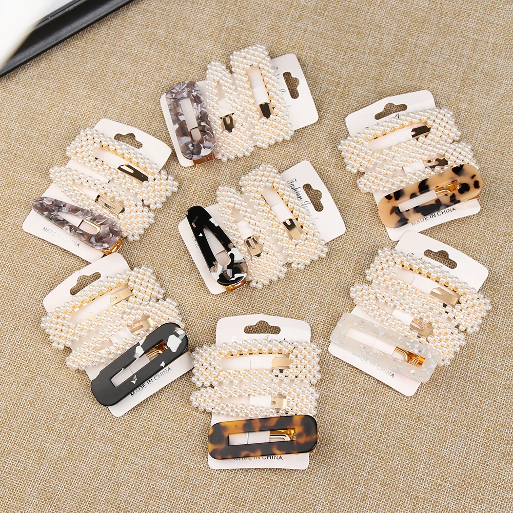 

1 Set Korea Fashion Solid Pearl Hair Clips for Women Hair Barrette Hairpins Trendy Handmade Headwear Hair Styling Accessories