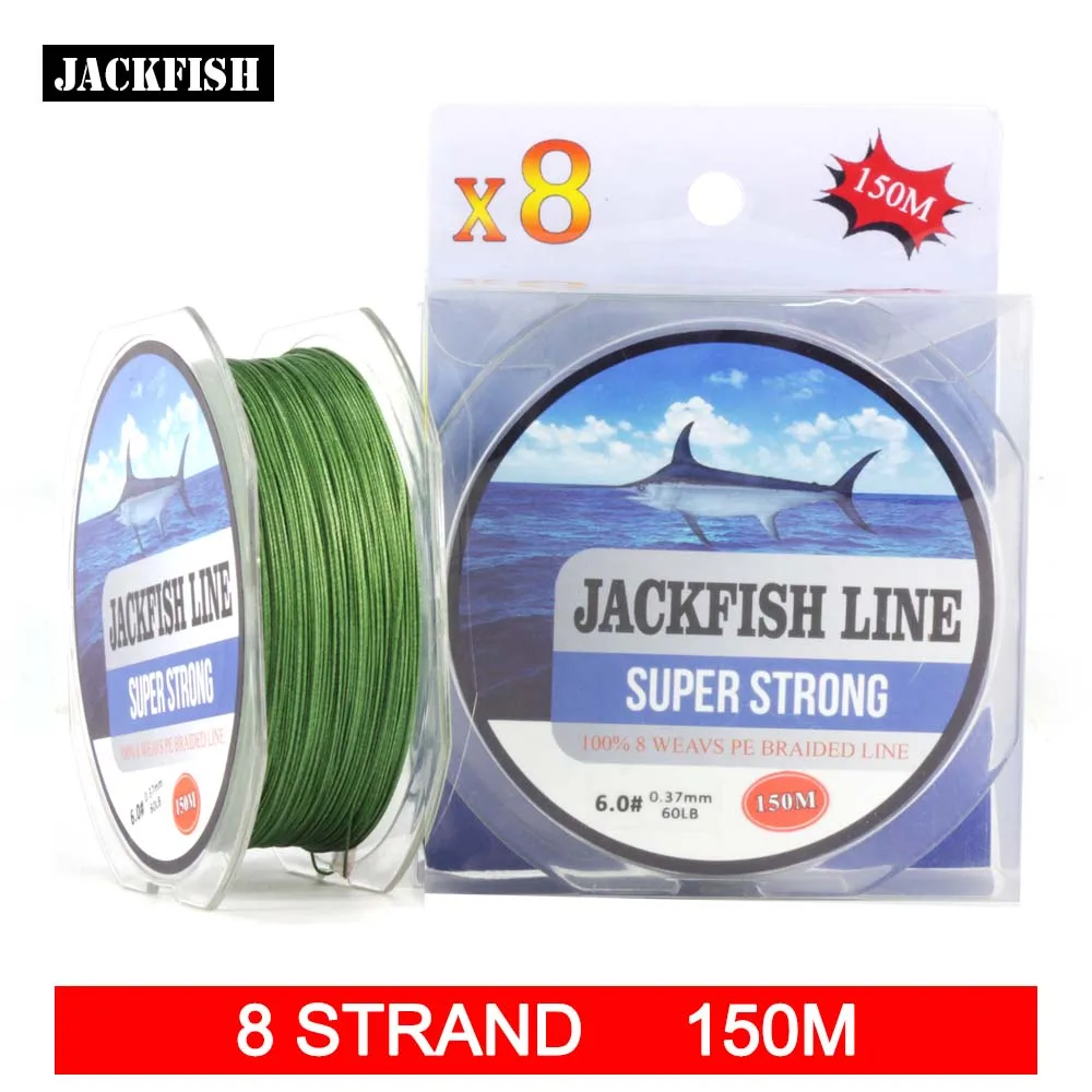 JACKFISH 8 strands 150M Super Strong PE Braided font b Fishing b font Line 10 80LB
