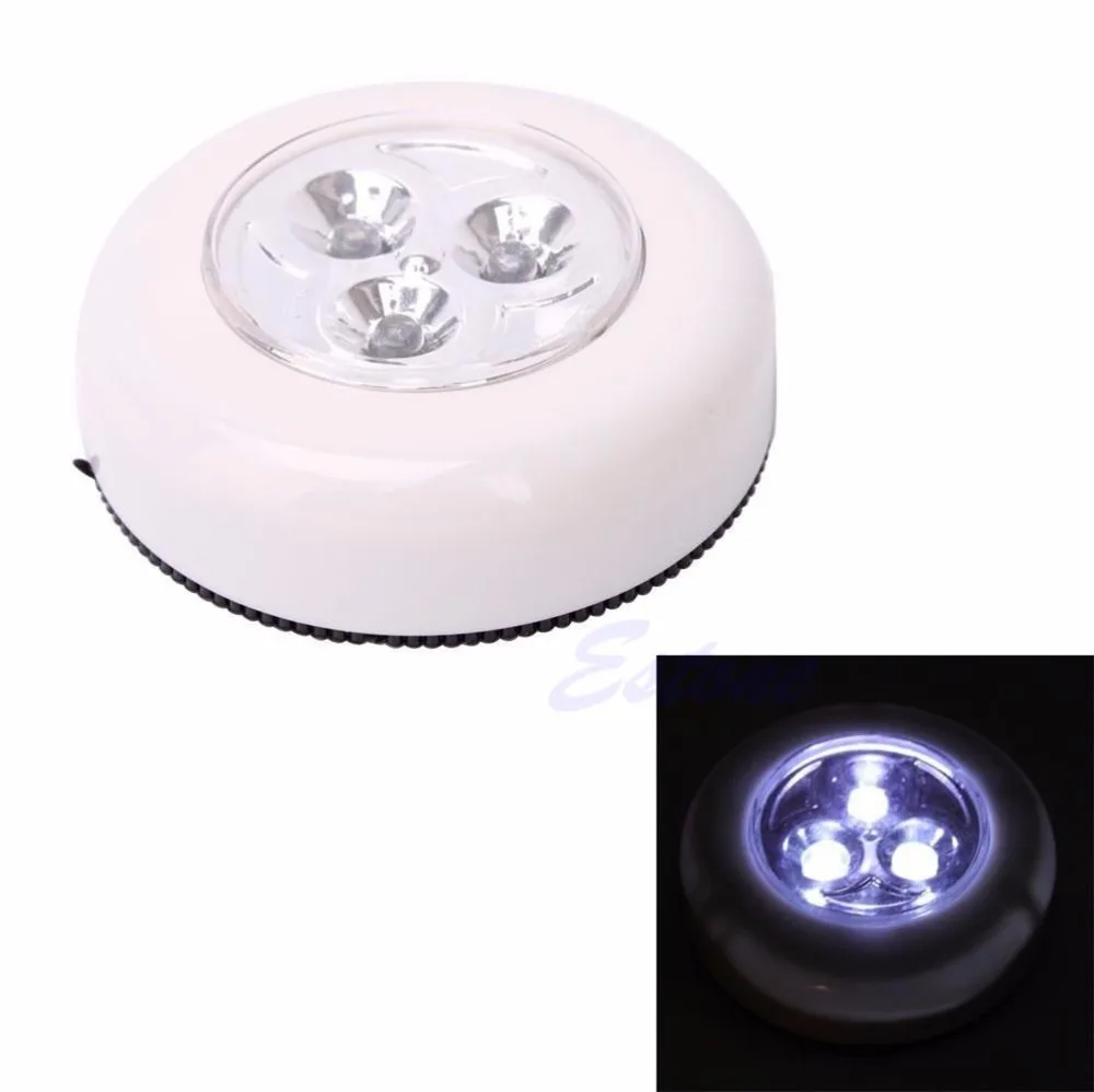 Mini Cordless 3 LED Light Battery Powered Stick Tap Touch Lamp White