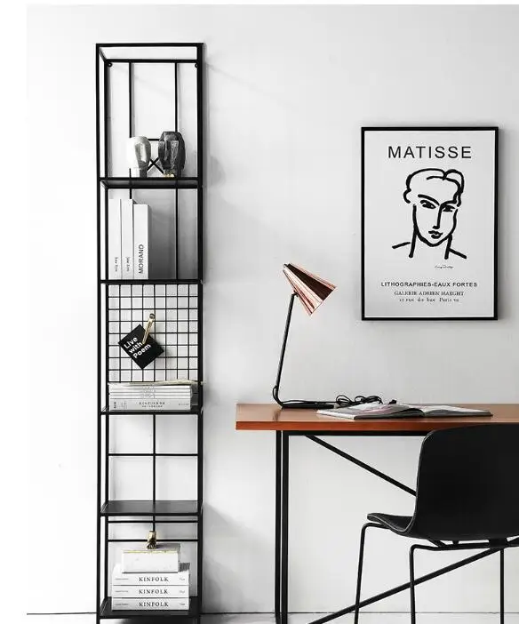 Nordic simple wrought iron racks ins living room display stand metal craft shelf bedroom storage creative bookshelf