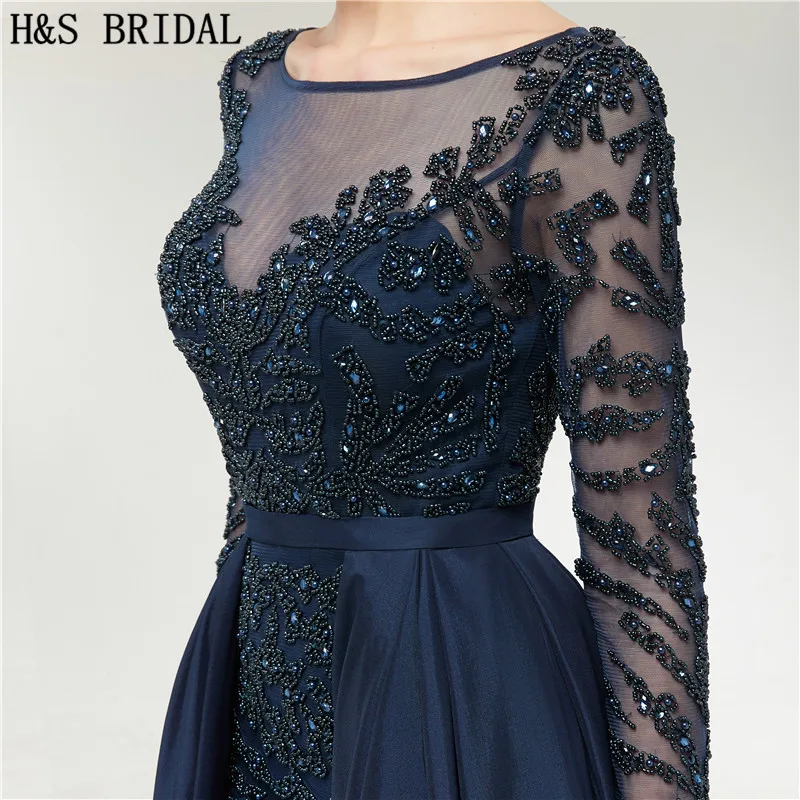 H& S, платье с длинными рукавами бордового цвета, платье для выпускного вечера, вечернее платье с бисером, платье для выпускного вечера, платье для выпускного вечера, robe de soiree, темно-синее вечернее платье
