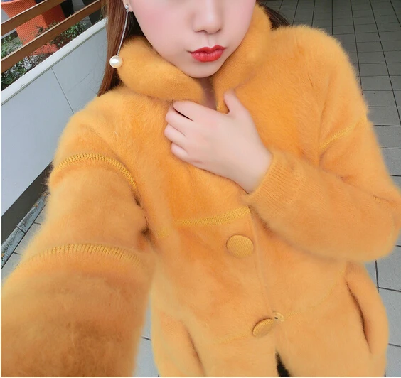 

Fashion New Arrival Real Mink Fur Coat Button Natural Mink Fur Brand Fur Coat Free shipping KFP553