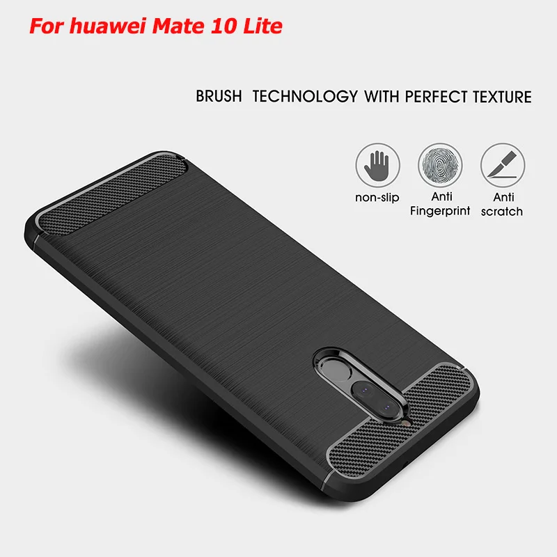 Carbon fiber brushed silicone case huawei mate 10 Lite (2)