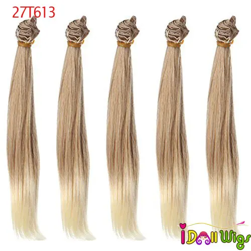 5pcs 25cm*100cm doll hair extensions DIY Synthetic high temperature fiber straight hair for