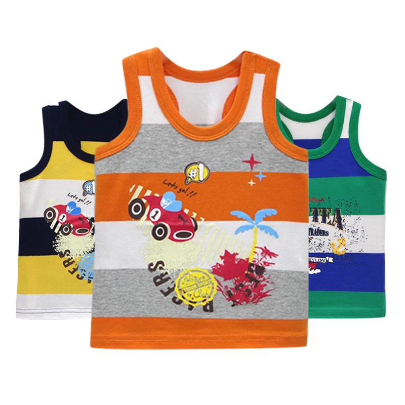 Summer Cotton Baby Sleeveless tank tops For Girls 3pcs/lot Printed Tee Kids Vest Toddler Clothing boys fashion clothes