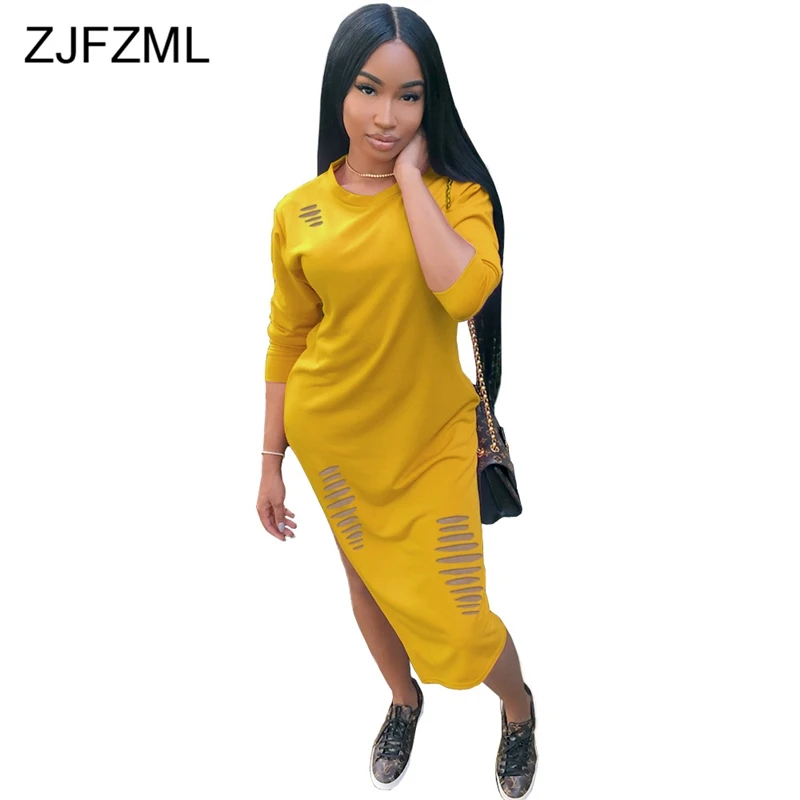 long sleeve yellow bandage dress