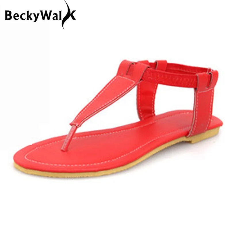 

Flip-Flops Summer Ladies Shoe Solid Color Casual Women Sandals Big size Women's Flats sandales women sandale size 34-43 WSH623