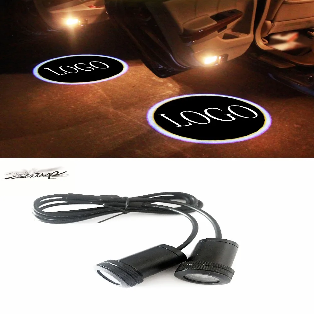 

Maxup Two pices LED Light Logo Welcome For Chevrolet Cadillac Acura Subaru Skoda Suzuki projector Lamp for Car door Universal