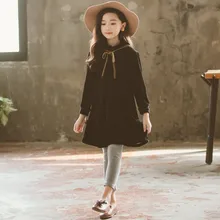 Бархатные зимние школьные платья для девочек-подростков; детское осеннее черное платье в стиле пэчворк с длинными рукавами для девочек; детское изысканное рождественское платье;