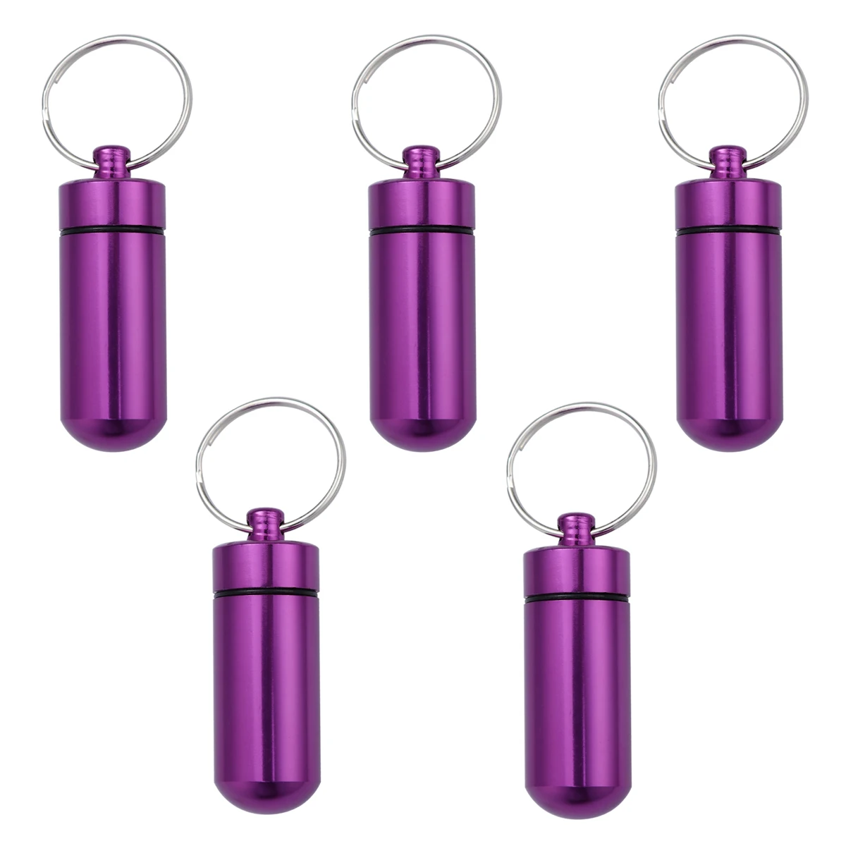 

5pcs Waterproof Aluminum Alloy Pill Case Bottle Container for Holding Aspirin with Keychain Pain Medication Id Tag Notes
