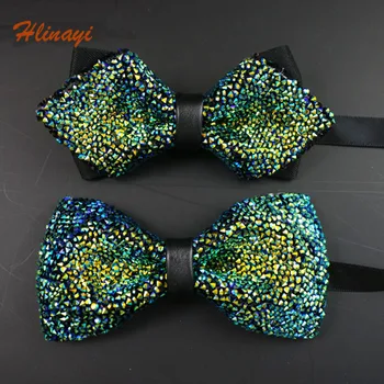 

Hlinayi 2019 Colorful men's tie crystals all over the sky Rhinestone reception nightclub flash diamond wedding groom
