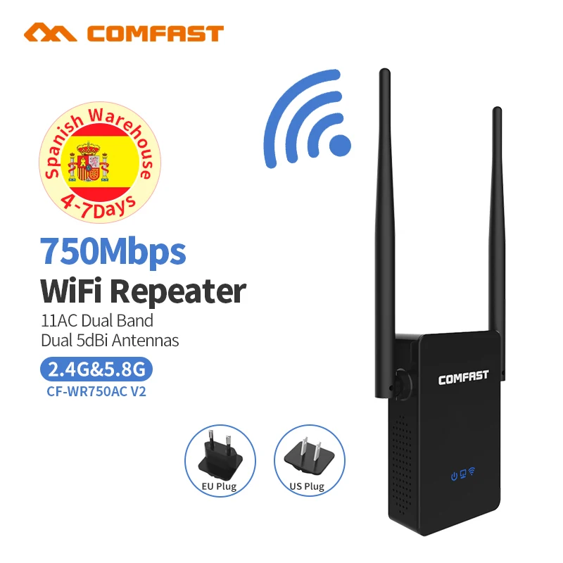 802.11b/g/n/ac Wireless Wifi Repeater 750Mbps 2.4+5.8 ghz Mini Wi-Fi Signal Amplifier Repetidor Range Booster Network Antenna |