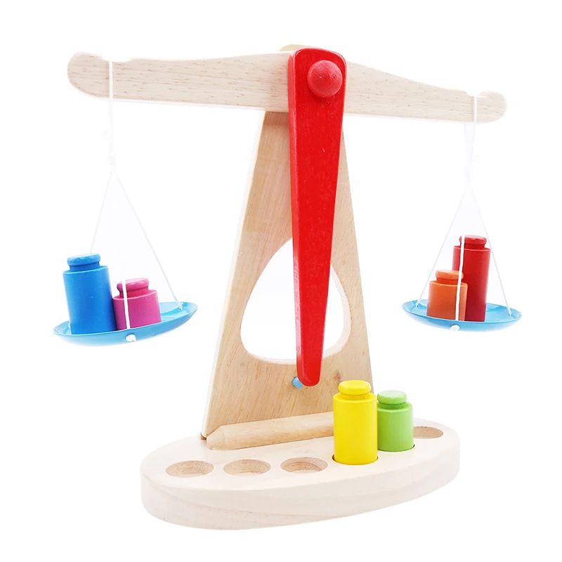 Новый Монтессори развивающая игрушка маленький деревянный Новый Баланс весы игрушка с 6 весов для детей