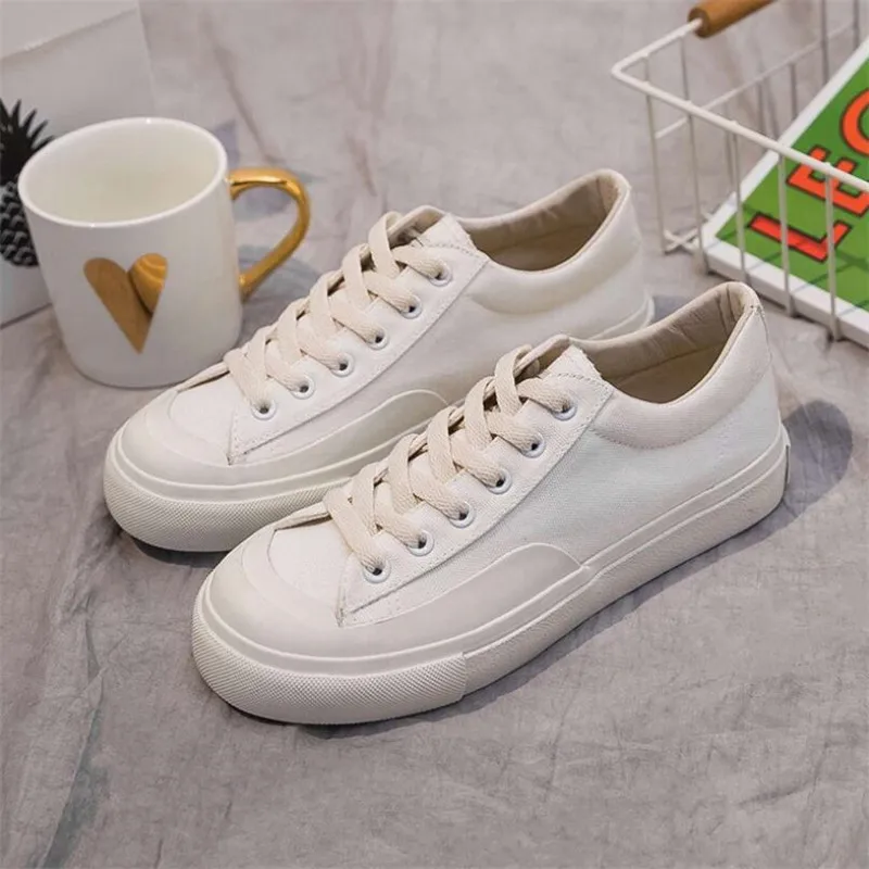 

Wigqcy 2019 New spring fashion wild women canvas shoes Low-top casual shoes comfortable solid color lace-up shoes sneakers X28