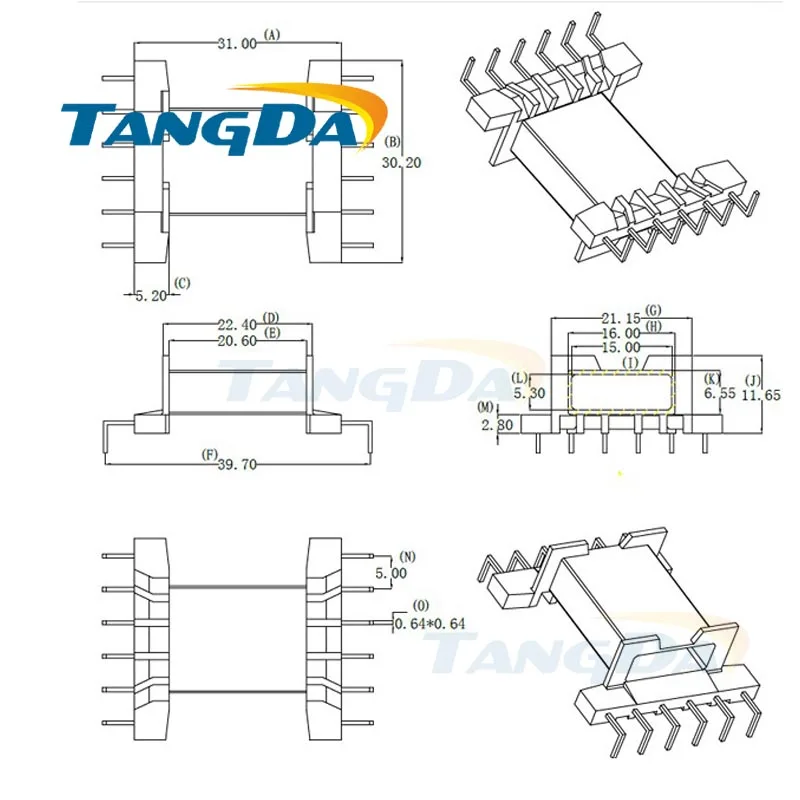 

Tangda EFD EFD30 Type 6+6 pin 12P Bobbin magnetic core + skeleton ferrites Power Transformer housing PC40 DIP L