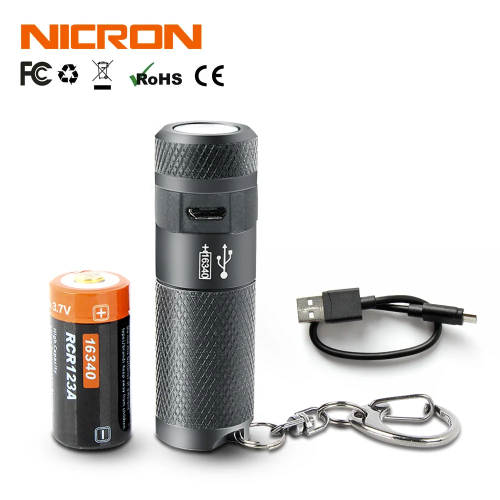 Nicron 3 Вт Мини светодиодный фонарик брелок факел USB свет Водонепроницаемый