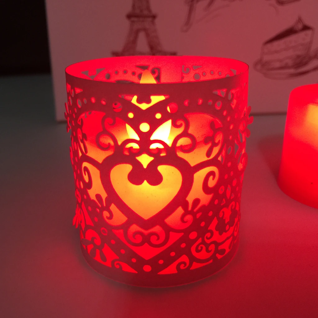 6pcs Heart LED Tea Light Holders Wedding Christmas Decorative Lamp for Weddding Baby Shower Birthday Party Decoration Gift Favor