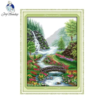 

Joy Sunday Bridge River Counted Cross Stitch 14CT Cross Stitch Sets DIY Cross Stitch Kits for Embroidery Home Decor Needlework