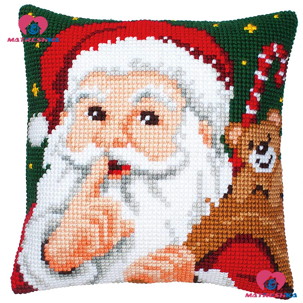 

Cross Stitch Patterns Santa Pillow Cover DMC Counted Handmade Christmas Cushions for Sofa Home Decoration Needlework stitching