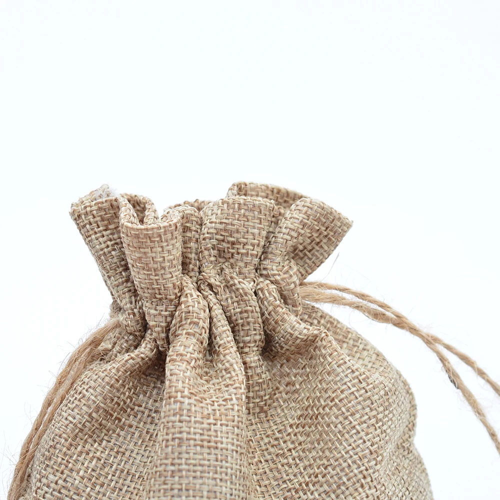 Handmade Jute Drawstring Bags Linen Gift Bag Wedding Party Favors Jewelry Packing Bags Accept Customize Wholesale 50 pcs/lot