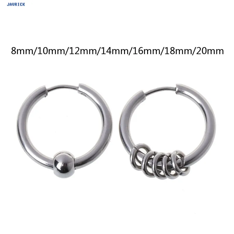 

JAVRICK 1Pair 8mm-20mm Titanium Steel Hoop Earring Cartilage Helix Piercing Earrings