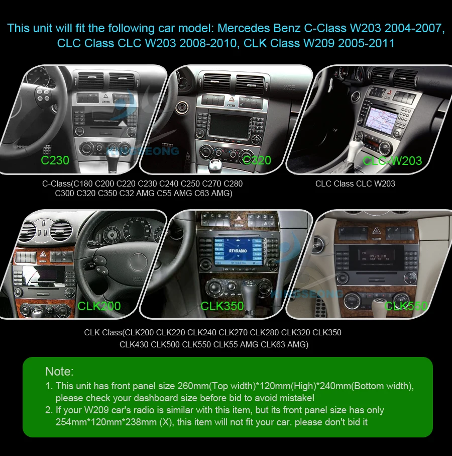 Discount 7"Android 6.0 Car Stereo GPS Sat Nav DAB+ Car Multimedia Player for Mercedes Benz C CLC CLK Class W203 W209 2