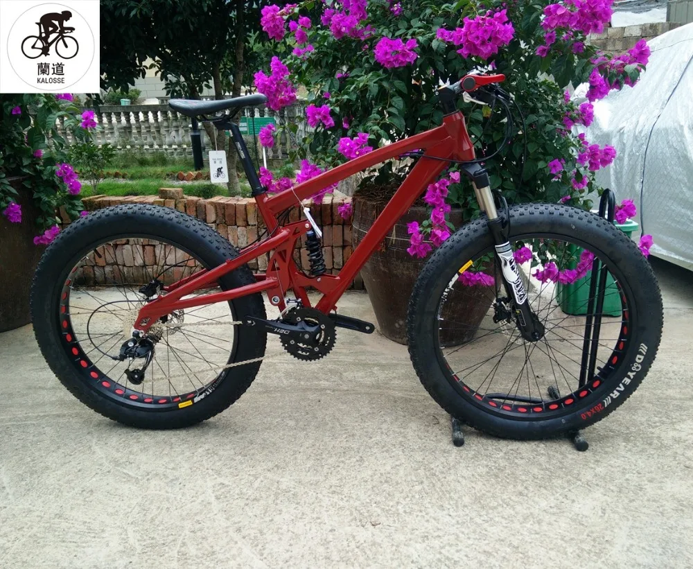 Cheap Kalosse  Beach bicycle  folding mountain bicycle  26*4.0 Tires  Hydraulic brakes Snow  bicycle, 21/24/27/30speed ,fat bikes 1