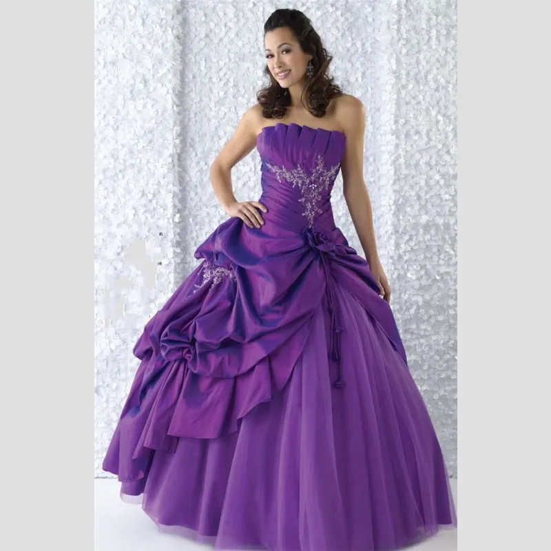Зубчатый Плиссированные Бал-Маскарад Платья Ручной Работы Ruched Тафта Quinceanera
