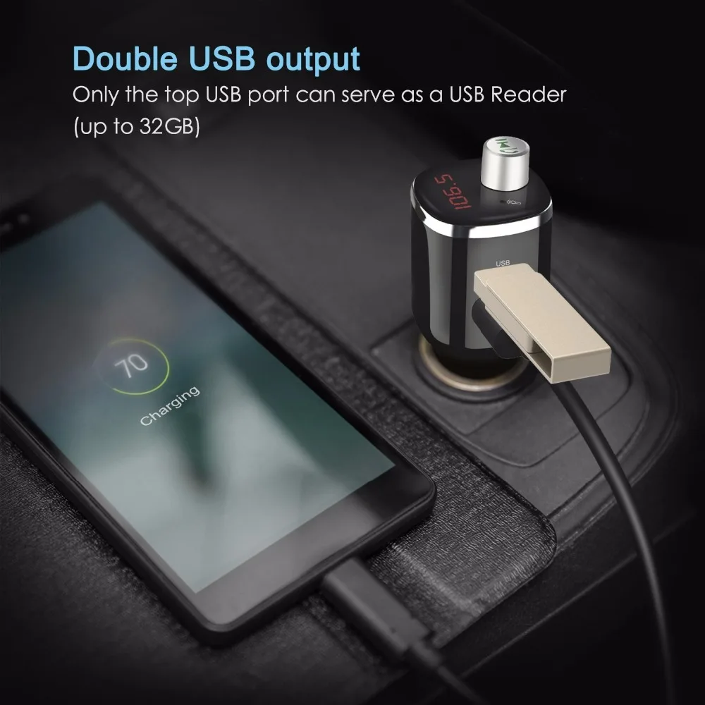 Автомобильный комплект громкой связи fm передатчик модулятор 5 в 2.4A 2 USB зарядное