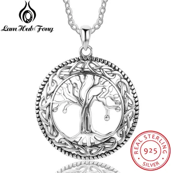 Vintage 925 Sterling Silver Tree of Life Round Pendant Necklace Women Silver Jewelry Birthday Gift for Grandma (Lam Hub Fong)