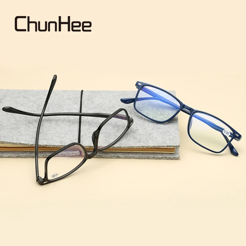 

ChunHee Reading Glasses Black Blue Frame Eyewear Spectacels for Women Man gift for Parents Computer Reader Glasses
