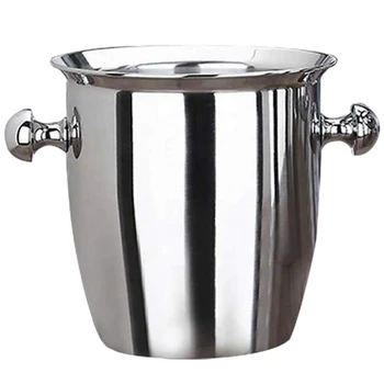 

Stainless Steel Thickened Red Wine Ice-Pail Cooler Box Portable Champagne Ice Bucket Serveware for Party Home Reception