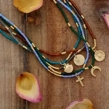 Модное женское ожерелье из бисера золотого цвета, Колье чокер с бусинами