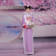 Великолепное китайское Старинное платье в народном стиле для фото платье династии Цин Чонг-Сэм платье с вышивкой Косплей Один размер 081813